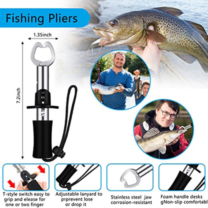Sosation 134 Pcs Fishing Tool Fishing Tackle Box Kit and Equipment for Adults Beginner Gift, Hook Remover, Pliers Kit, Backpack Tackle Container Lures, Lip Gripper, Weigh Scale - color: Black
