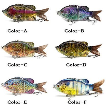 5.9in Multi Jointed Swimbait Fishing Lures Bait,2 Segment Big Giant Sinking Fishing Bass Lures,Crankbaits Swimbaits with Treble Hook - color: 5.9in,1.94oz-Color F