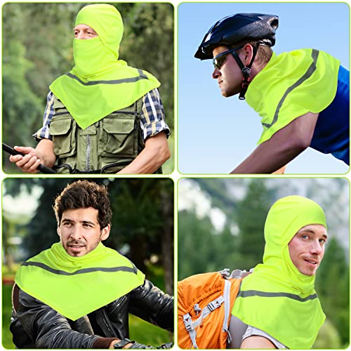 Seematn 4 Pcs Summer Balaclava Men Women Sun Face Mask for UV Protection Neck Covers with Reflective Strip Construction Work - color: Neon Yellow, Neon Orange