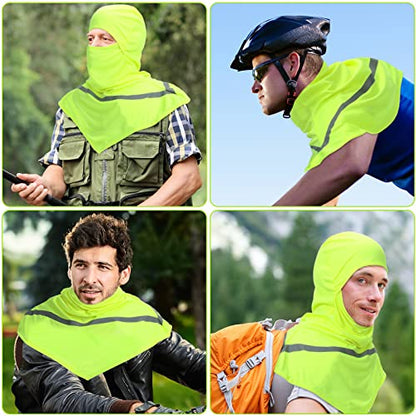 Seematn 4 Pcs Summer Balaclava Men Women Sun Face Mask for UV Protection Neck Covers with Reflective Strip Construction Work - color: Neon Yellow, Neon Orange