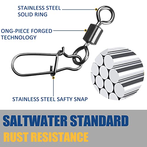 Fishing Swivels Snap, Rolling Barrel Swivels Fishing Tackle, Stainless Steel Safty Duo Lock Snaps Leader Line Lure Connector Freshwater Saltwater - size: 6#(40lb)-50pcs
