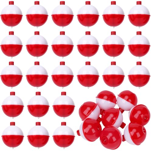 Coopay Fishing Bobbers 30Pcs-50Pcs/Lot Hard ABS Fishing Floats Set Snap on Float Red/White Bobbers Push Button Round Buoy Tackle Accessories - style: 1.5inch-30pcs