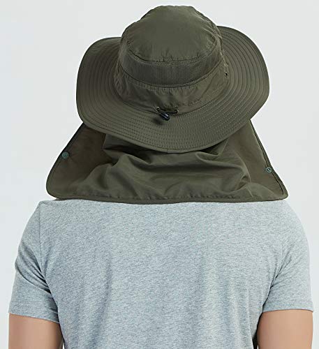 DDYOUTDOOR™ 07-281 Fashion Summer Outdoor Sun Protection Fishing Cap Neck Face Flap Hat Wide Brim - color: Army Green