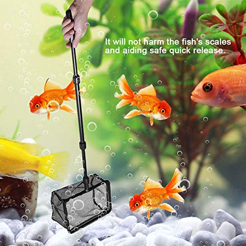 Aquarium Fishing Landing Net, Lightweight Telescoping Floating Catch and Release Tool for Tanks Ponds Plastic Black M 20 x 15 x 90cm 1 Pack - size: Medium