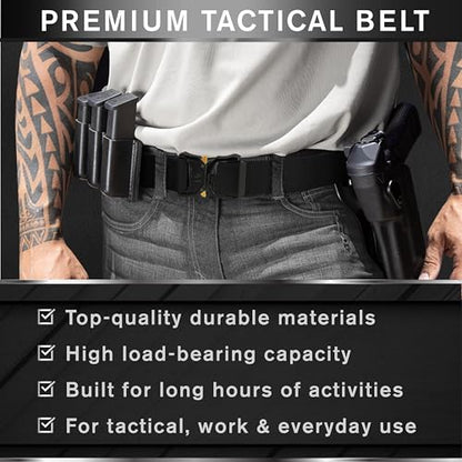 TECEUM Tactical Belt – Heavy-Duty & Quick Release – Military, Work, Rigger, Duty & Utility Belt for Men - color: Buckle 1 - Black, style: Large-for Waist 42"-46" (Length 53")
