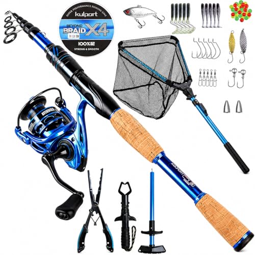 Telescopic Fishing Rod and Reel Combo | 30T Carbon Fiber Spinning Rod with 12+1BB Reel | Portable Lightweight Pole | Bass Trout Panfish | Freshwater Saltwater - color: fishing combo with fishing Tool Kit