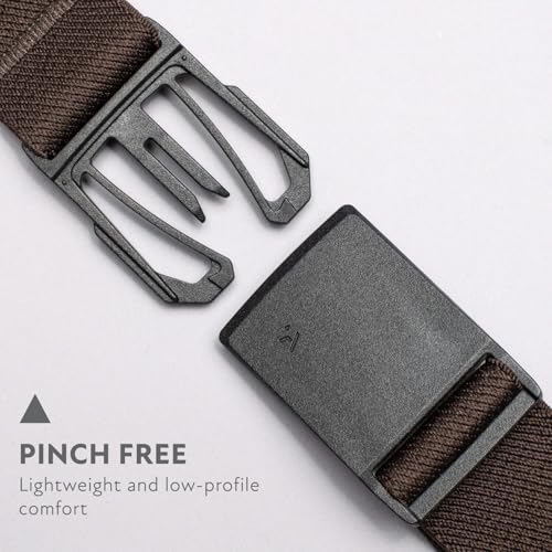 Arcade Belts Mens Explore Belt, Stretch Webbing for Max Comfort & Custom Fit, Metal-Free Buckle, Machine Washable Travel Belt - color: Downtown Brown