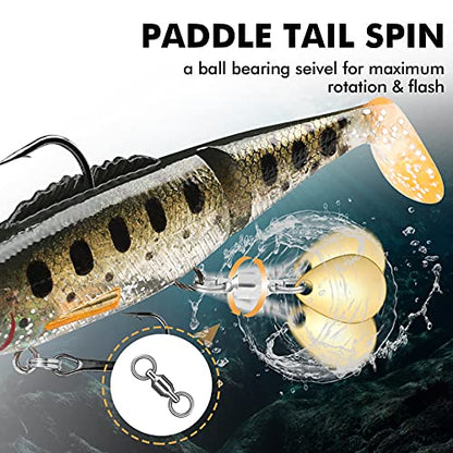 TRUSCEND Shadtale Easy Catch Soft Fishing Lures with BKK Hooks - Trembly Sinking and Vibrating Swim for More Bites, Pre-Rigged Swimbaits for Bass, Trout, Crappie, Walleye, Freshwater Saltwater Fishing - color: D1-3.5"-0.6oz