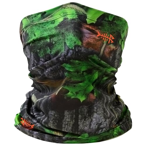BASSDASH UPF 50+ UV Sun Protection Neck Gaiter Fishing Mask Hunting Kayaking Hiking Cycling Ski Sports - color: Green Leaves