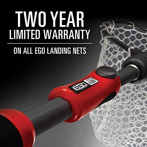 EGO S2 Slider Fishing Net Handle | Adjustable Extension Handle, Minimal Water Drag Design, Ergonomic Foam Grip for Landing Nets - size: 29" to 60" Handle, 22” x 23” Hoop, style: Rubber Coated Nylon Mesh