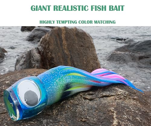 13.4Inch Fishing Trolling Lures Saltwater Trolling Skirted Lures Offshore Big Game Artificial Fishbait for Tuna Marlin Deep Sea Octopus Squid Skirts Rigged Hooks - color: colourC kit