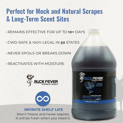 Buck Fever Forehead Gland – Syntheticly Formulated Buck Lure & Deer Attractant (not just Limited to Whitetail Deer) for Mock Scrapes, Licking Branches - Year-Round Hunting Scents - size: 1 Gallon