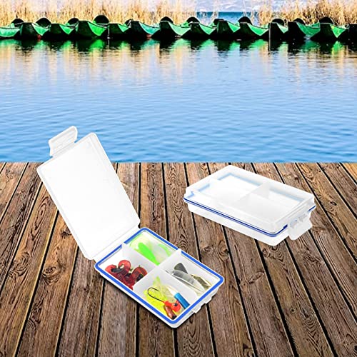DLUGOPIS 4 Pcs Mini Waterproof Tackle Organizer - Small Fly Fishing Box with Dividers for Hooks, Flies, Beads & Lures (Pack of 2) - size: 4in(L)×2.5in(W)×1in(H) (Pack of 2)