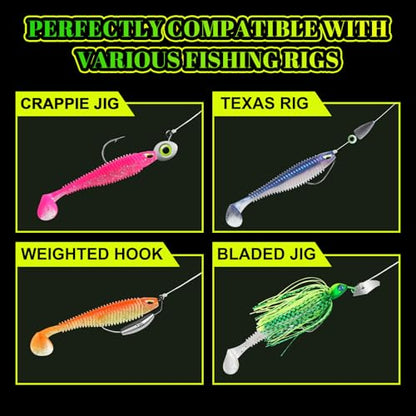 MAFIMOEA 40/30/25Pcs Paddle Tail Swim Baits Lures Fishing Soft Plastic Lure Kit for Bass Trout Walleye Crappie 6.5cm 7.5cm 10.5cm - color: Blue, size: 3.15IN/8CM - 30PCS
