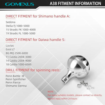 GOMEXUS Power Knob Compatible for Shimano Daiwa Spinning Reel Fishing Reel Handle Knob - color: Silver Black