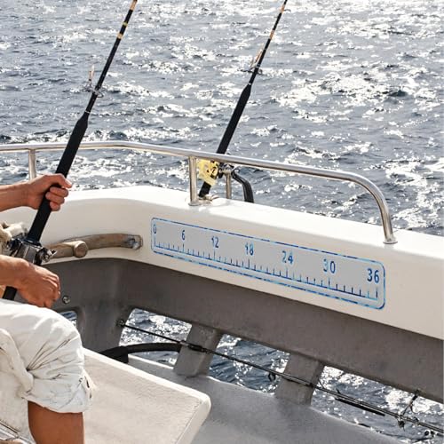 HZshark EVA Foam Fish Measuring Board, Fish Ruler with 3M Self-Adhesive Backing, 36" Fishing Tape Measure for Boats Sailboats Yachts Kayaks - color: Light Grey with Ocean, size: 4.5"*36"