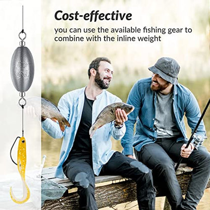 THKFISH Fishing Weights Inline Weights Trolling Sinkers Swivel Weights Quick Set Up Lead Fishing Sinker with Inner Swivel - size: 30pcs-Mixed Weight