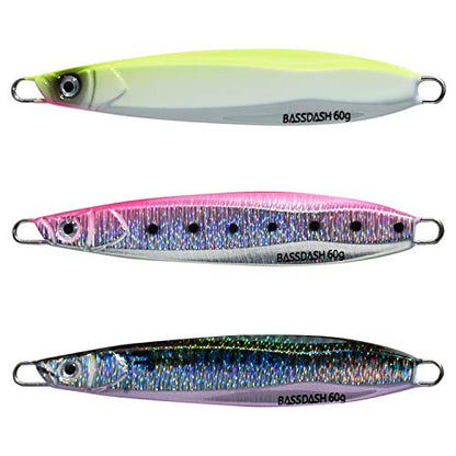 BASSDASH STIX Casting Jig Lure Vertical Slow Jigging Lures Mustad Hooks 0.7oz 1.1oz 1.4oz 2.1oz 2.8oz 3.9oz Mustad Hooks for Saltwater Freshwater Kayak Boat Shore Fishing, 3-Pack - size: 20 grams (0.7 oz)