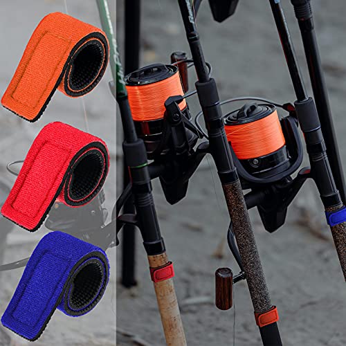 Sumind 12 Pcs Fishing Rod Straps Ties, Fishing Pole Belts Stretchy Straps, Elastic Tackle Ties Cable Holders Fit for Casting Rods, Spinning and Fly - color: Lovely Color