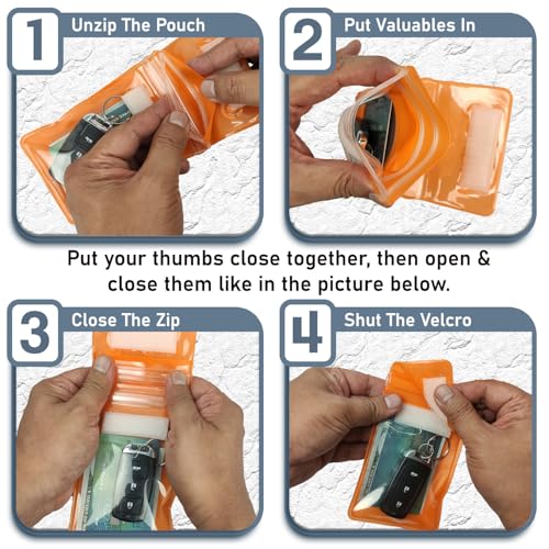 Waterproof Car Key FOB Pouch Submersible Dry Bag Holder for ID Credit Cards Cash Keys Case Swim Surf Floating Wallet - color: Orange