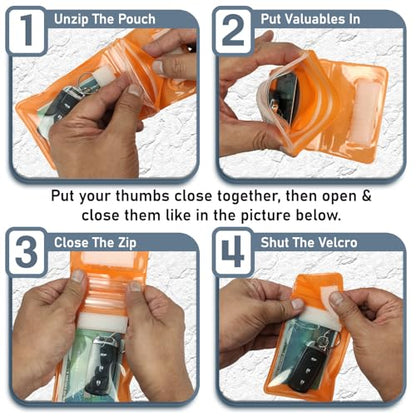 Waterproof Car Key FOB Pouch Submersible Dry Bag Holder for ID Credit Cards Cash Keys Case Swim Surf Floating Wallet - color: Orange