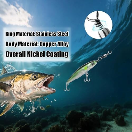 Fishing Barrel Swivels - 50Pcs/100pcs Solid Ring Rolling Swivel Connector High Strength Fishing Terminal Tackle for Saltwater Sea Fishing - size: 10#