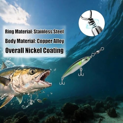 Fishing Barrel Swivels - 50Pcs/100pcs Solid Ring Rolling Swivel Connector High Strength Fishing Terminal Tackle for Saltwater Sea Fishing - size: 1/0#