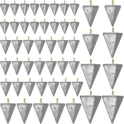 Shimeyao 18 Pieces Pyramid Sinkers Fishing Weights Triangle Fishing Sinkers Rig Pyramid Sinker for Ocean Saltwater Surf Bass Casting Gear Tackle - size: 1, 2, 3, 4, 5, 6, 8oz
