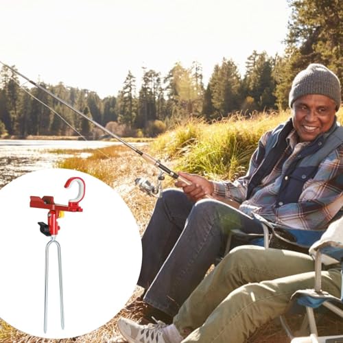 Fishing Holder Mount with Ground Spikes for Angling Pole | Surf Fishing Rod Holder for Boat Shore Kayak Pontoon Dock Surf Beach - color: Red