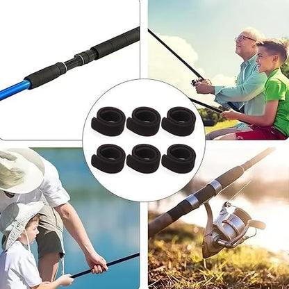 6PCS/12PCS Elastic Fishing Rod Straps Durable Portable Fits for Sea Pole Hand Pole Throwing Pole, Universal Fishing Pole Wrap Band Adjustable Fishing Rod Holder Belts - color: Black(6PCS)