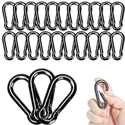 Carabiner Clips Black Twours Spring Snap Hooks Small Carabiners Heavy Duty Galvanized Steel Quick Links for Rust-Resistant Keychain Clips Outdoor Hiking Camping Hammock Fishing 1.56" 1.97" 2.36" 3.15" - size: 2.36inch(M6)--24pcs