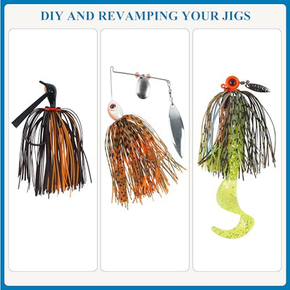 OROOTL Silicone Jig Skirts Spinnerbait Skirt Replacement Bass Fishing Lures for DIY Spinner Baits Buzzbaits Squid Jig Accessories - color: D-Skirts-18pcs