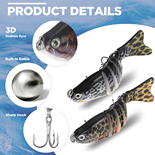 Talltalk 16 Pcs Fishing Lures for Bass Trout Perch Freshwater Trout Perch Freshwater Swimming Fishing Bait Swimbaits for Bass Slow Sinking Lifelike Fish Kit - style: Multi Jointed