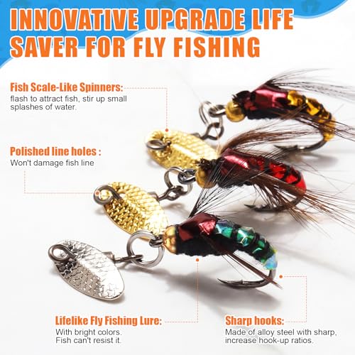 Skylety 10 Pieces Mini Fishing Lures Fishing Hard Baits Hooks Crankbaits Lures Baits Topwater Strong Sound for More Bites Freshwater Saltwater Trout Bass Perch with Box - style: Fly