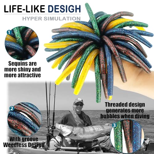 40PCS Senko-Style Stick Baits with Box - Senko Worms for Bass Fishing | 5.5" Wacky Rig Ready Lures