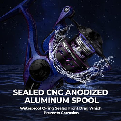 KastKing Royale Legend Pro Spinning Fishing Reel, Lightweight Yet Powerful, Digi-Cut Aluminum Gear, Aerodynamic Reel Rotor, 6.2:1 Gear Ratio, 25LBs Max Drag, TPE Handle Knobs, Unique Celestial Color - style: Size:1000