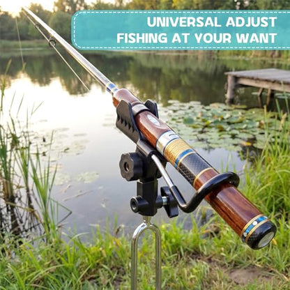 6 Pcs Fishing Rod Holder for Ground Upgraded Bank Fishing Pole Holders Adjustable Extra Long Drill Rod Stand for Catfish, Beach, Mud, Gifts for Men Birthday Christmas - color: Black