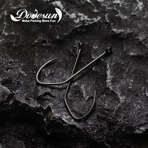 Dovesun Weedless Hooks Worm Hooks Weedless Hooks for Bass Fishing Texas Rig Hooks 30PCS Professional V Fishing Hooks for Freshwater Saltwater 3/0