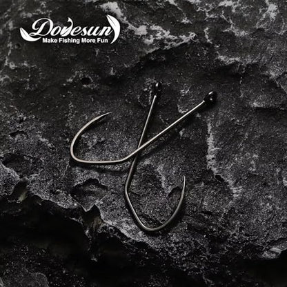 Dovesun Weedless Hooks Worm Hooks Weedless Hooks for Bass Fishing Texas Rig Hooks 30PCS Professional V Fishing Hooks for Freshwater Saltwater 3/0