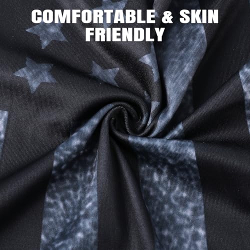 HONGTEYA 6 Pack Summer Neck Gaiter, UV Protection Cooling Face Mask Breathable Bandana Head Scarf Face Cover for Men Women - color: Black Flag Print