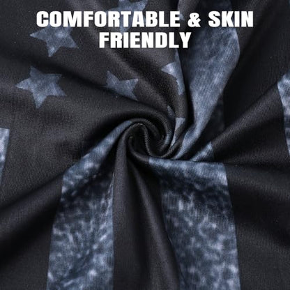 HONGTEYA 6 Pack Summer Neck Gaiter, UV Protection Cooling Face Mask Breathable Bandana Head Scarf Face Cover for Men Women - color: Black Flag Print