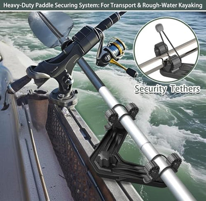 Huntury DoubleHeader Kayak Track Paddle Holder, Save Kayak Track Space, Kayak Paddle Clip, Kayak Track Mount Accessories, Kayak Oar/Fishing Net/Gaff Holder for Fishing, Kayak Fishing Accessories - color: Pack Of 1