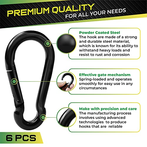 PAMAZY 6Pcs 3.15In Spring Snap Hooks 460LBS Capacity, Utility Hook Clip, Heavy Duty Rope Connector, Quick Link Snap Hooks for Indoor & Outdoor, Hanging, Camping, Fishing - size: 6Pcs 3.15In