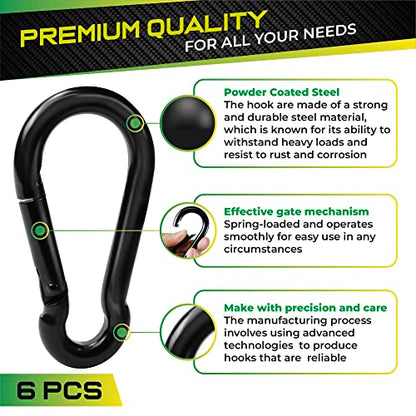 PAMAZY 6Pcs 3.15In Spring Snap Hooks 460LBS Capacity, Utility Hook Clip, Heavy Duty Rope Connector, Quick Link Snap Hooks for Indoor & Outdoor, Hanging, Camping, Fishing - size: 6Pcs 3.15In
