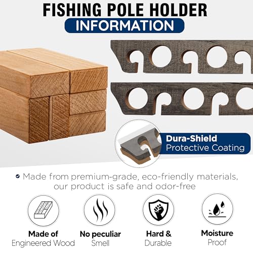 Rush Creek Creations 11-Rod Wall or Ceiling Fishing Rod Storage Rack, Vertical or Horizontal Fishing Rod Holder with 11 Rod Capacity - style: Barn Wood