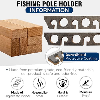 Rush Creek Creations 11-Rod Wall or Ceiling Fishing Rod Storage Rack, Vertical or Horizontal Fishing Rod Holder with 11 Rod Capacity - style: Barn Wood