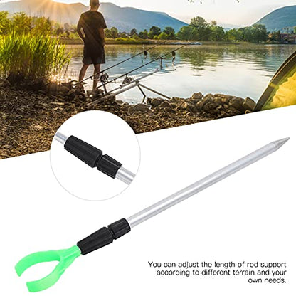 Fishing Rod Holder, Aluminum Alloy Telescopic Bank Stick with Y Head, Portable Ground Spike Rod Rest for Sea and Carp Fishing