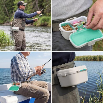 Insulated Live Bait Holder Waist Mounted Dual Layer Fishing Bait Bucket Container with Lid and Lock Portable Plastic Lure Worm Storage Tackle Box, Keeps Baits Fresh and Alive - style: Simple Style