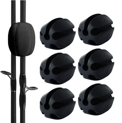10Pcs Silicone Fishing Rod Holder Straps, 5 Hole Portable Fishing Rod Fixed Ball, Rubber Fishing Pole Clips Fly Fishing Accessories - color: Black