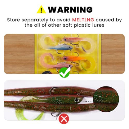 TRUSCEND Duramax Easy Catch Soft Fishing Lures with BKK Hook, Trembly Sinking & Vibrating Swim for More Bites, Pre-Rigged Curly & T-Tail Swimbait for Bass, Trout, Crappie, Freshwater Saltwater Fishing - color: A1-3"-1/4oz